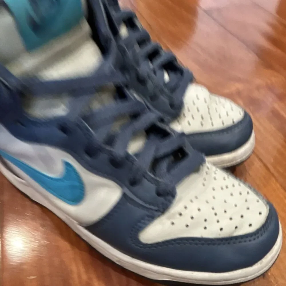 Nike Dunk Boys Blue & White High Top Leather Sneakers size 5